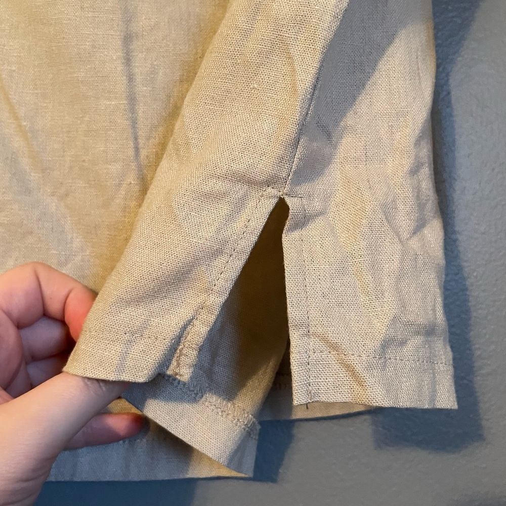 NWT Halogen Sz Small Women’s Tan Scoop-neck Sleeveless Linen Blouse Top Shirt! - Picture 4 of 9